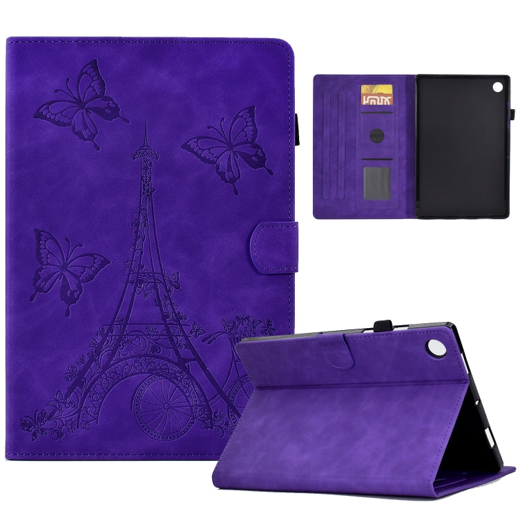 For Lenovo Tab M10 Plus 3rd Gen Tower Embossed Leather Smart Tablet Case(Purple) - Lenovo by PMC TechLife | Online Shopping South Africa | PMC TechLife | Buy Now Pay Later Mobicred