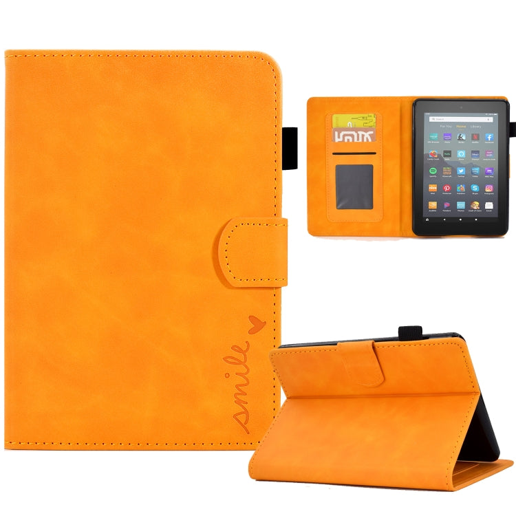 For Amazon Kindle Youth Version 2022 Embossed Smile Flip Tablet Leather Smart Case(Khaki) - Amazon by PMC TechLife | Online Shopping South Africa | PMC TechLife | Buy Now Pay Later Mobicred