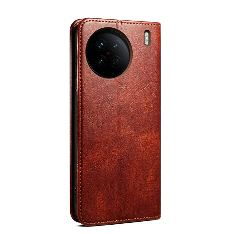 For vivo X90 Oil Wax Crazy Horse Texture Leather Phone Case(Brown) - vivo Cases by PMC TechLife | Online Shopping South Africa | PMC TechLife