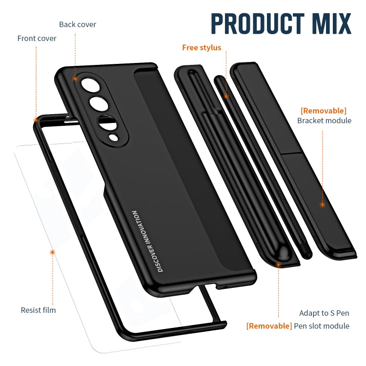 For Samsung Galaxy Z Fold4 2 in 1 Detachable PC Folding Phone Case with Holder & Pen Slot(Black) - Galaxy Z Fold4 5G Cases by PMC TechLife | Online Shopping South Africa | PMC TechLife