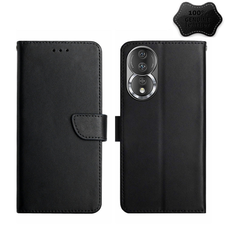 For Honor 80 HT02 Genuine Leather Fingerprint-proof Flip Phone Case(Black) - Honor Cases by PMC TechLife | Online Shopping South Africa | PMC TechLife | Buy Now Pay Later Mobicred