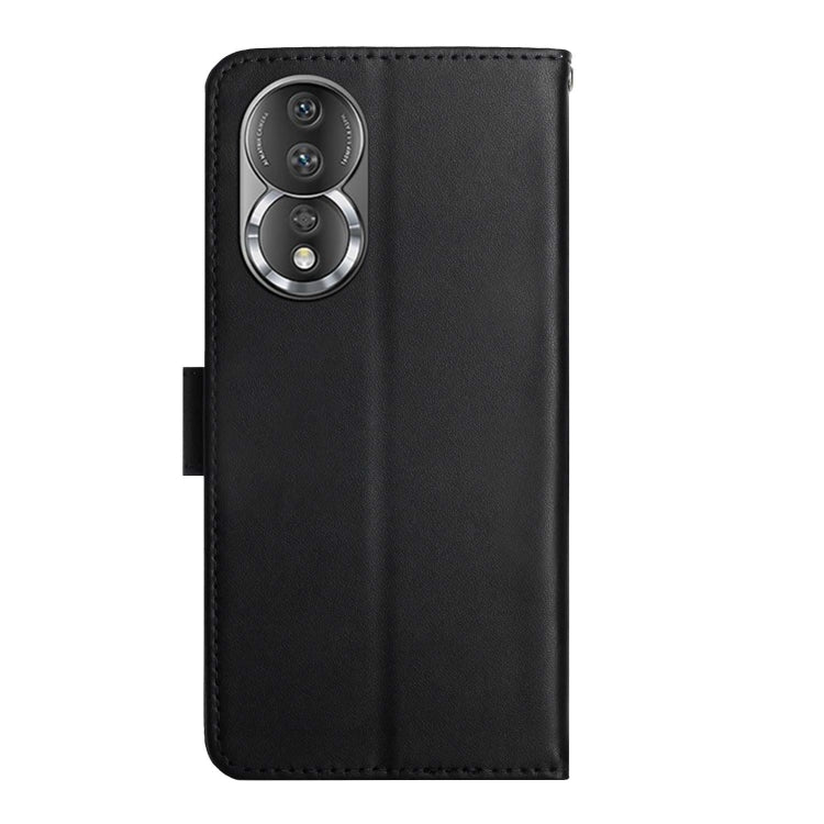 For Honor 80 HT02 Genuine Leather Fingerprint-proof Flip Phone Case(Black) - Honor Cases by PMC TechLife | Online Shopping South Africa | PMC TechLife | Buy Now Pay Later Mobicred