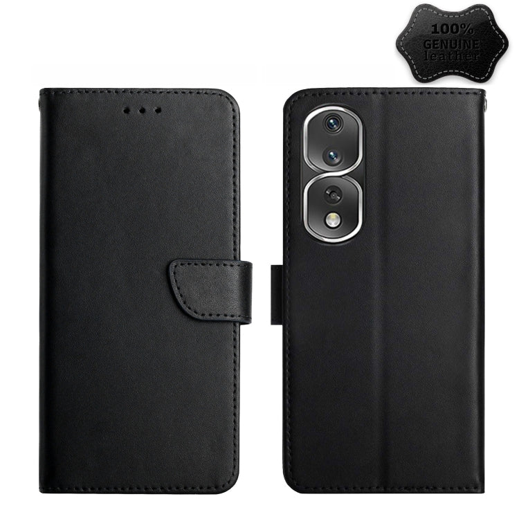 For Honor 80 Pro HT02 Genuine Leather Fingerprint-proof Flip Phone Case(Black) - Honor Cases by PMC TechLife | Online Shopping South Africa | PMC TechLife | Buy Now Pay Later Mobicred