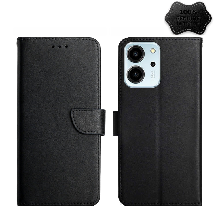 For Honor 80 SE HT02 Genuine Leather Fingerprint-proof Flip Phone Case(Black) - Honor Cases by PMC TechLife | Online Shopping South Africa | PMC TechLife | Buy Now Pay Later Mobicred
