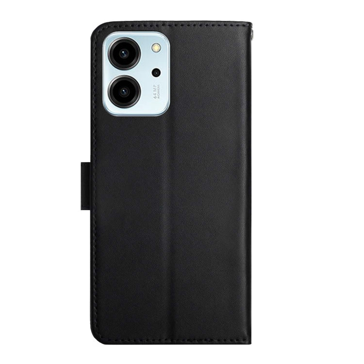 For Honor 80 SE HT02 Genuine Leather Fingerprint-proof Flip Phone Case(Black) - Honor Cases by PMC TechLife | Online Shopping South Africa | PMC TechLife | Buy Now Pay Later Mobicred