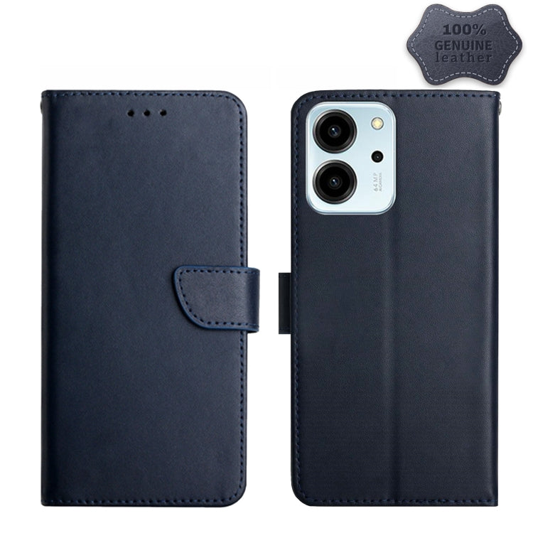 For Honor 80 SE HT02 Genuine Leather Fingerprint-proof Flip Phone Case(Blue) - free shipping - PMC TechLife - Order now!