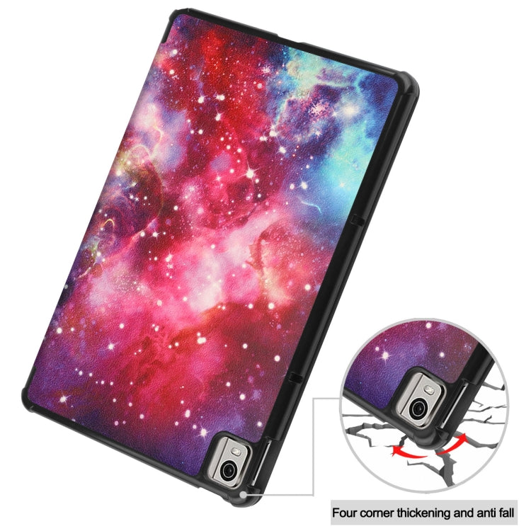 For Nokia T21 Custer Painted 3-Fold Holder Leather Smart Tablet Case(Milky Way Nebula) - Nokia by PMC TechLife | Online Shopping South Africa | PMC TechLife | Buy Now Pay Later Mobicred