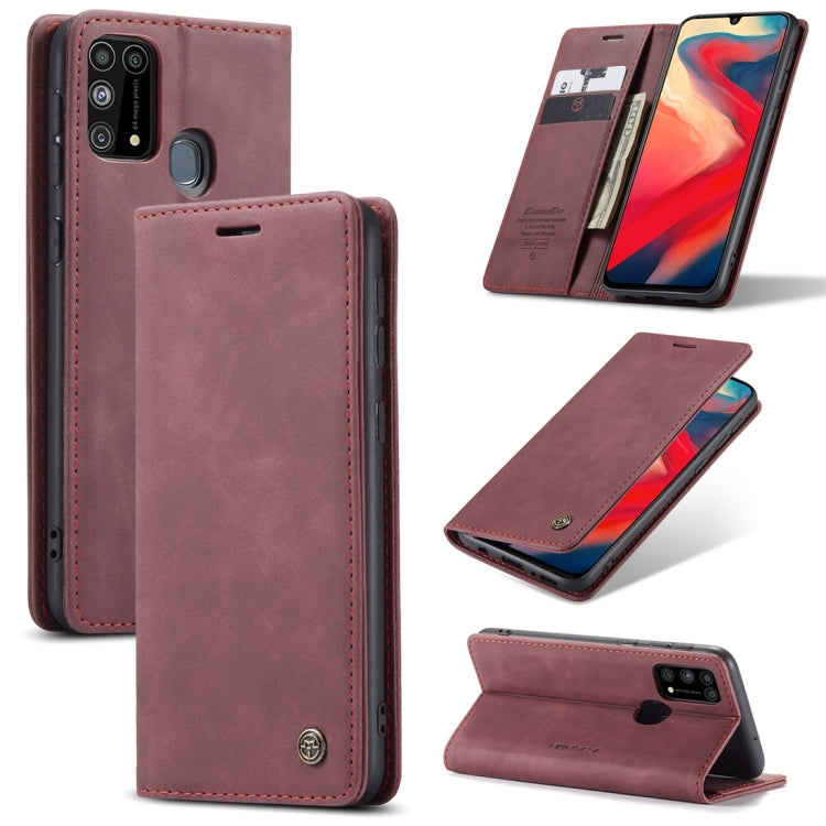 For Galaxy M31 CaseMe-013 Multifunctional Horizontal Flip Leather Case with Card Slot & Holder & Wallet(Wine Red) - free shipping - PMC Jewellery - Order now!