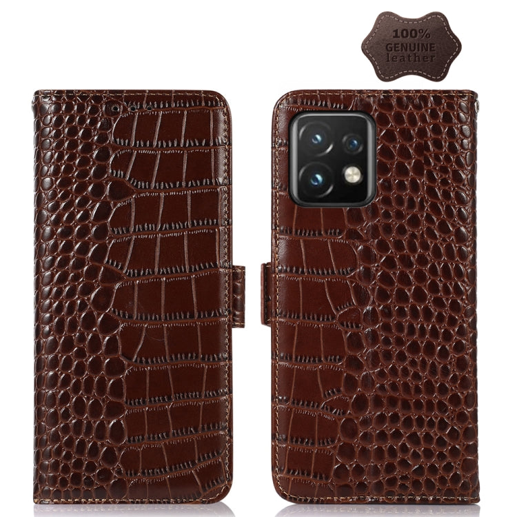 For Motorola Moto X40 Pro Crocodile Top Layer Cowhide Leather Phone Case(Brown) - Motorola Cases by PMC TechLife | Online Shopping South Africa | PMC TechLife | Buy Now Pay Later Mobicred