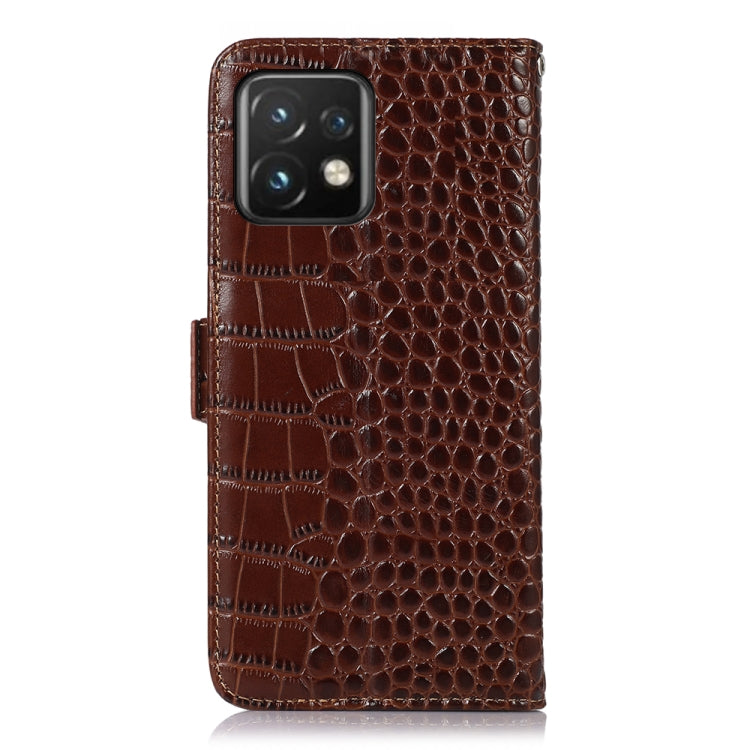 For Motorola Moto X40 Pro Crocodile Top Layer Cowhide Leather Phone Case(Brown) - Motorola Cases by PMC TechLife | Online Shopping South Africa | PMC TechLife | Buy Now Pay Later Mobicred