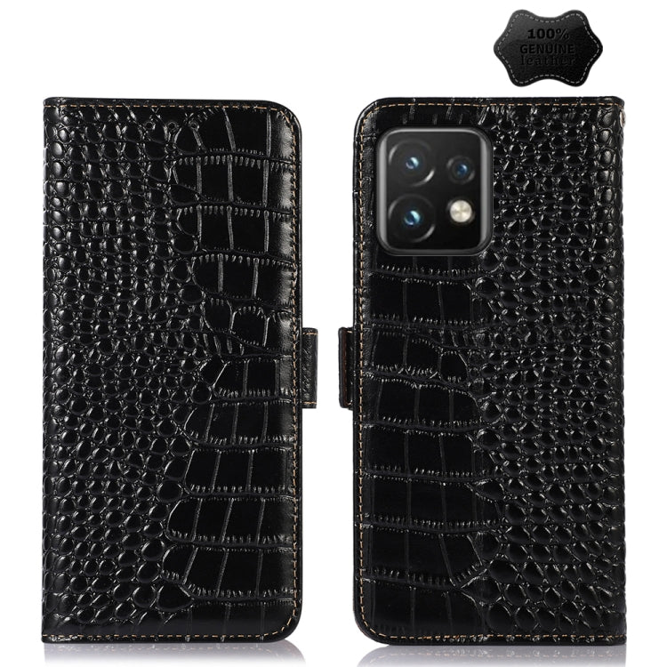 For Motorola Moto X40 Pro Crocodile Top Layer Cowhide Leather Phone Case(Black) - Motorola Cases by PMC TechLife | Online Shopping South Africa | PMC TechLife | Buy Now Pay Later Mobicred