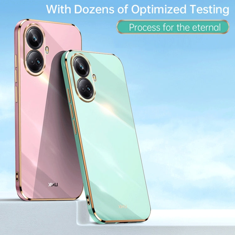 For Realme 10 Pro+ XINLI Straight 6D Plating Gold Edge TPU Phone Case(Black) - Realme Cases by PMC TechLife | Online Shopping South Africa | PMC TechLife | Buy Now Pay Later Mobicred