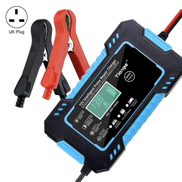 Motorcycle / Car Battery Smart Charger with LCD Creen, Plug Type:UK Plug(Blue) - Battery Charger by PMC TechLife | Online Shopping South Africa | PMC TechLife | Buy Now Pay Later Mobicred