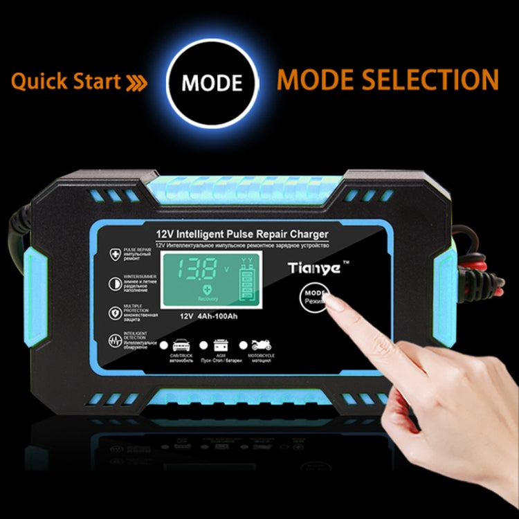 Motorcycle / Car Battery Smart Charger with LCD Creen, Plug Type:EU Plug(Blue) - Battery Charger by PMC TechLife | Online Shopping South Africa | PMC TechLife | Buy Now Pay Later Mobicred