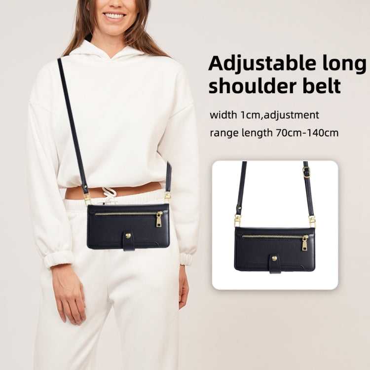 For Google Pixel 7 Pro Sheep Texture Cross-body Zipper Wallet Leather Phone Case(Black) - Google Cases by PMC TechLife | Online Shopping South Africa | PMC TechLife | Buy Now Pay Later Mobicred