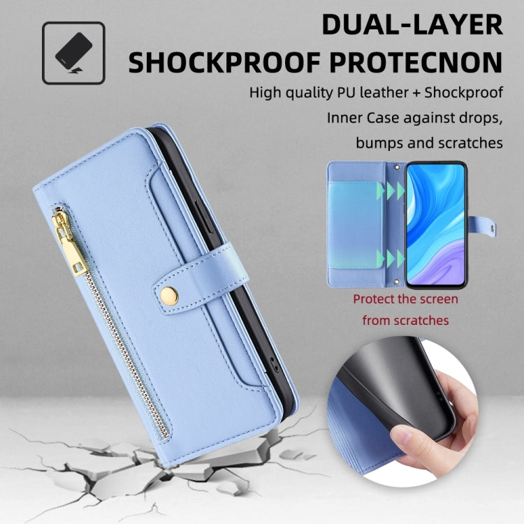 For Huawei P Smart Z / Enjoy 10 Plus Sheep Texture Cross-body Zipper Wallet Leather Phone Case(Blue) - Huawei Cases by PMC TechLife | Online Shopping South Africa | PMC TechLife | Buy Now Pay Later Mobicred