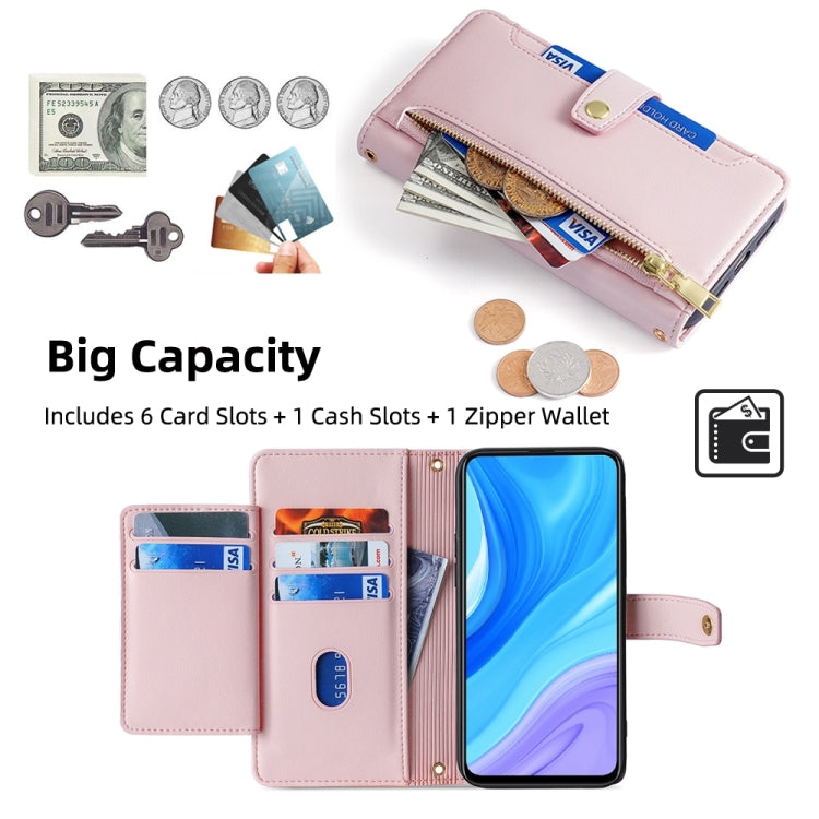 For Huawei P Smart Z / Enjoy 10 Plus Sheep Texture Cross-body Zipper Wallet Leather Phone Case(Pink) - Huawei Cases by PMC TechLife | Online Shopping South Africa | PMC TechLife | Buy Now Pay Later Mobicred