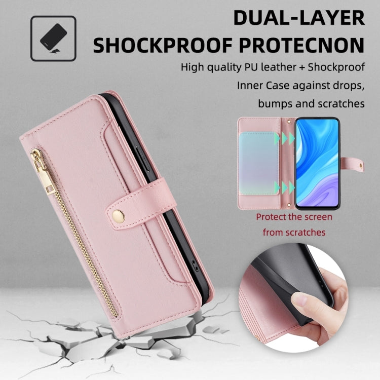 For Huawei P Smart Z / Enjoy 10 Plus Sheep Texture Cross-body Zipper Wallet Leather Phone Case(Pink) - Huawei Cases by PMC TechLife | Online Shopping South Africa | PMC TechLife | Buy Now Pay Later Mobicred