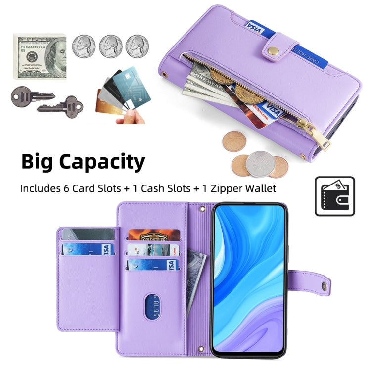 For Huawei P Smart Z / Enjoy 10 Plus Sheep Texture Cross-body Zipper Wallet Leather Phone Case(Purple) - Huawei Cases by PMC TechLife | Online Shopping South Africa | PMC TechLife | Buy Now Pay Later Mobicred