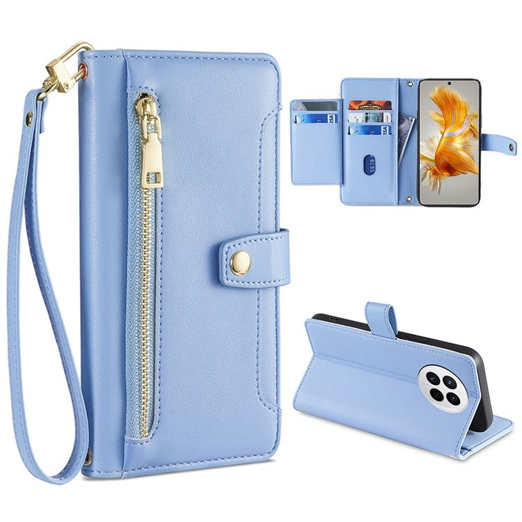 For Huawei Mate 50 Sheep Texture Cross-body Zipper Wallet Leather Phone Case(Blue) - free shipping - PMC TechLife - Order now!
