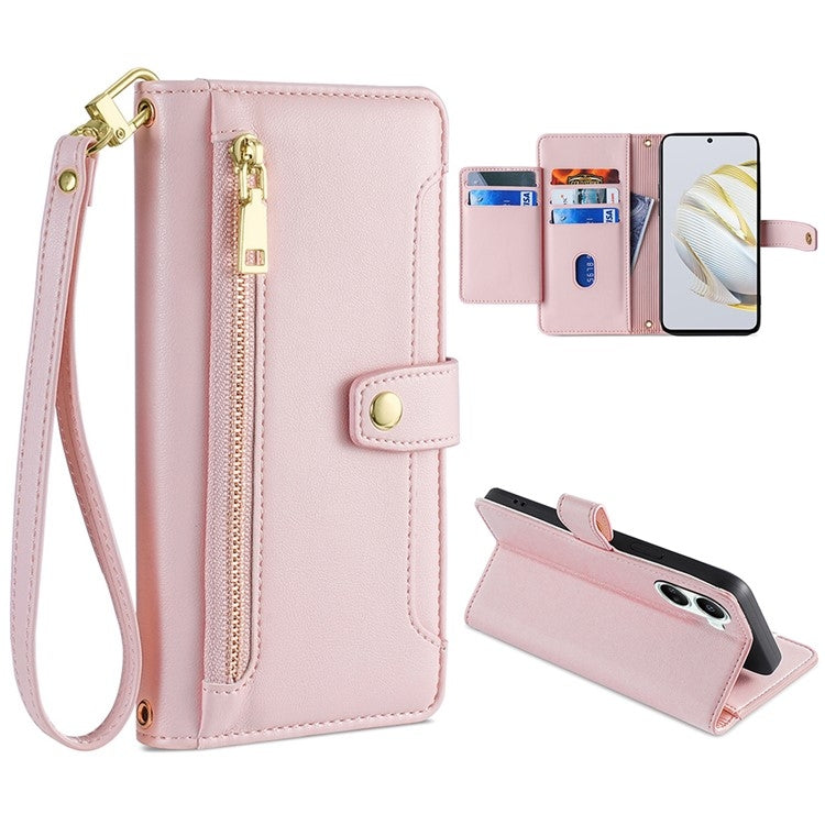 For Huawei Nova 10 SE Sheep Texture Cross-body Zipper Wallet Leather Phone Case(Pink) - free shipping - PMC TechLife - Order now!