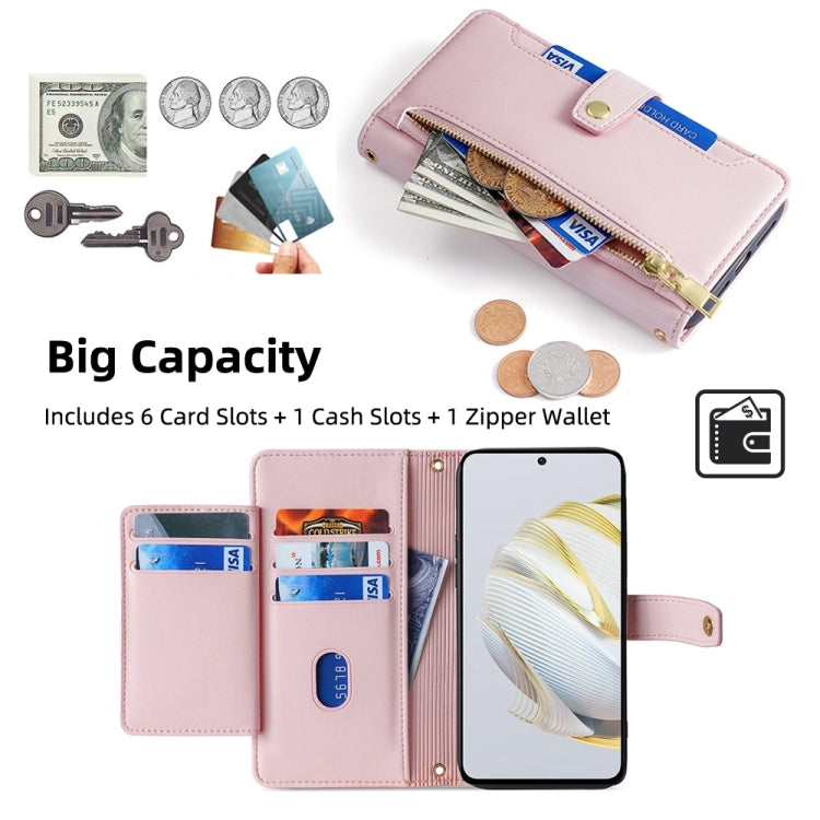 For Huawei Nova 10 SE Sheep Texture Cross-body Zipper Wallet Leather Phone Case(Pink) - free shipping - PMC TechLife - Order now!