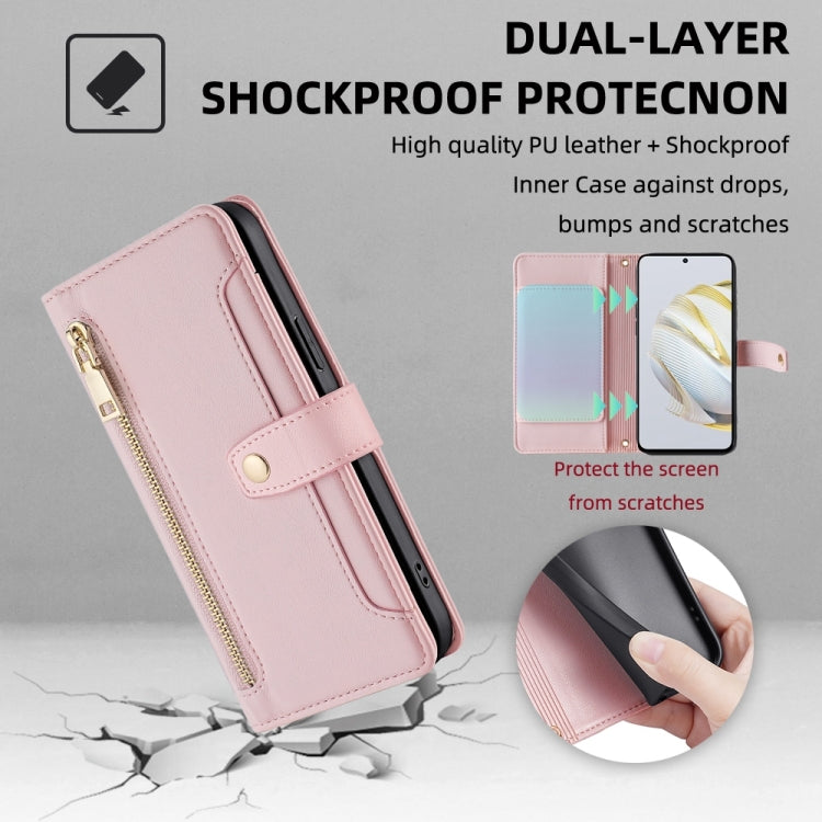 For Huawei Nova 10 SE Sheep Texture Cross-body Zipper Wallet Leather Phone Case(Pink) - free shipping - PMC TechLife - Order now!