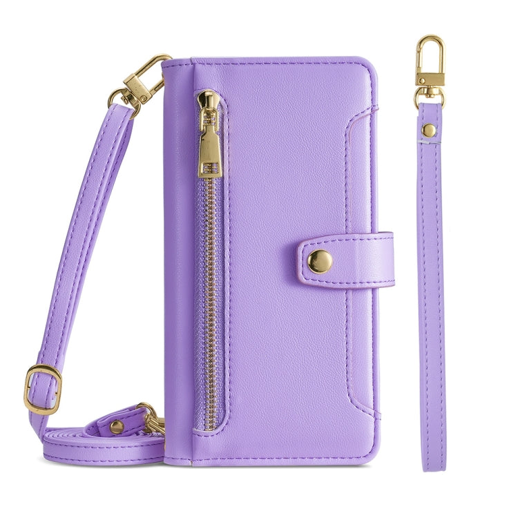 For Nokia X30 5G Sheep Texture Cross-body Zipper Wallet Leather Phone Case(Purple) - Nokia Cases by PMC TechLife | Online Shopping South Africa | PMC TechLife | Buy Now Pay Later Mobicred