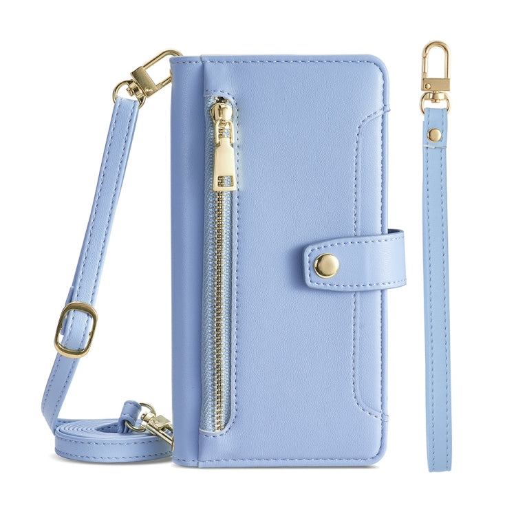 For Honor 10X Lite Sheep Texture Cross-body Zipper Wallet Leather Phone Case(Blue) - Honor Cases by PMC TechLife | Online Shopping South Africa | PMC TechLife | Buy Now Pay Later Mobicred