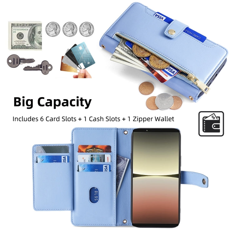 For Sony Xperia 5 IV Sheep Texture Cross-body Zipper Wallet Leather Phone Case(Blue) - free shipping - PMC TechLife - Order now!
