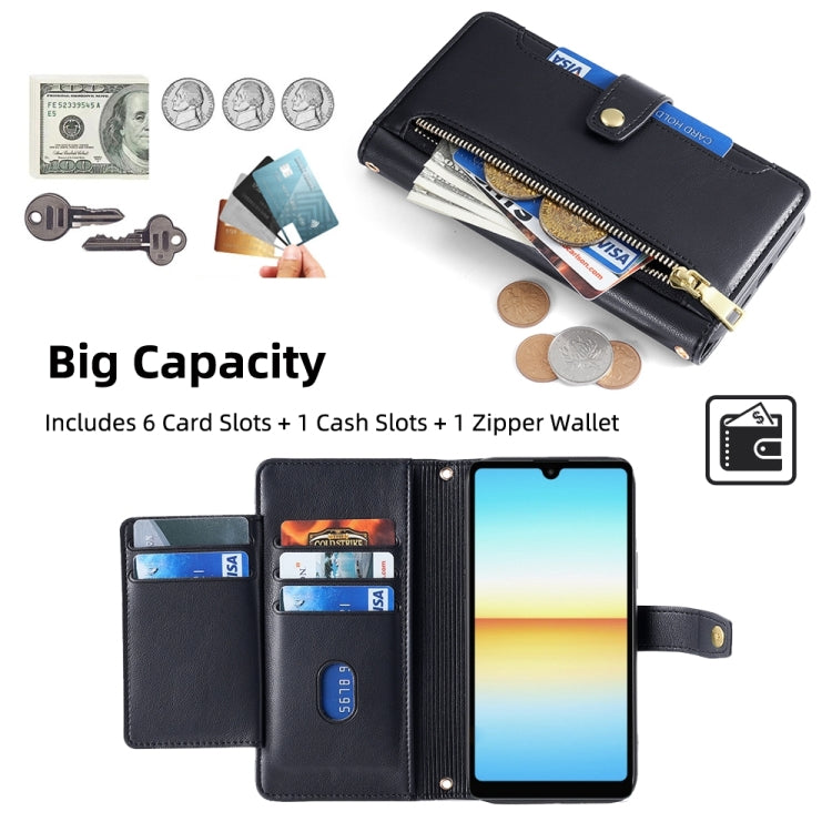 For Sony Xperia Ace III Sheep Texture Cross-body Zipper Wallet Leather Phone Case(Black) - Sony Cases by PMC TechLife | Online Shopping South Africa | PMC TechLife | Buy Now Pay Later Mobicred