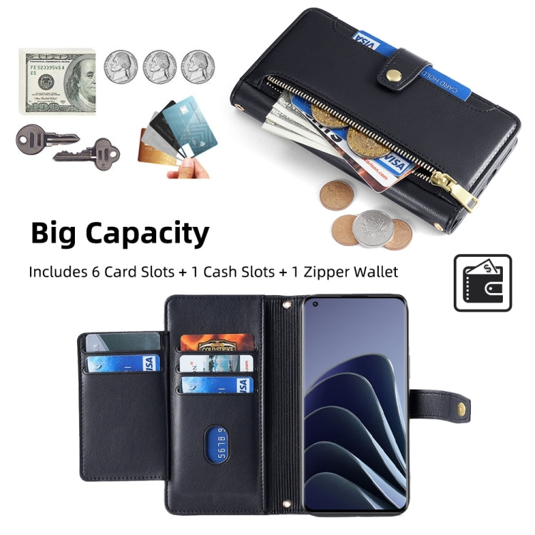 For OnePlus 10 Pro 5G Sheep Texture Cross-body Zipper Wallet Leather Phone Case(Black) - OnePlus Cases by PMC TechLife | Online Shopping South Africa | PMC TechLife | Buy Now Pay Later Mobicred