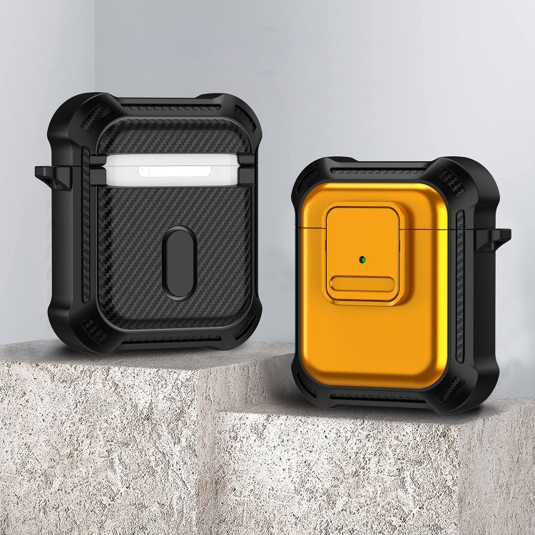 For AirPods 1 / 2 TPU + PC Shockproof Earphone Protective Case with Switch(Yellow) - For AirPods 1/2 by PMC Jewellery | Online Shopping South Africa | PMC Jewellery | Buy Now Pay Later Mobicred
