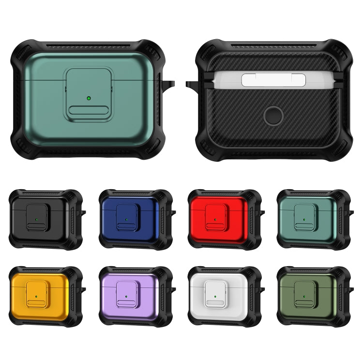 For AirPods Pro TPU + PC Shockproof Earphone Protective Case with Switch(Army Green) - For AirPods Pro by PMC Jewellery | Online Shopping South Africa | PMC Jewellery | Buy Now Pay Later Mobicred