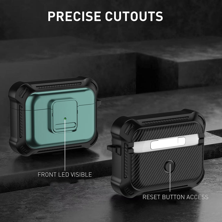 For AirPods Pro TPU + PC Shockproof Earphone Protective Case with Switch(Army Green) - For AirPods Pro by PMC Jewellery | Online Shopping South Africa | PMC Jewellery | Buy Now Pay Later Mobicred
