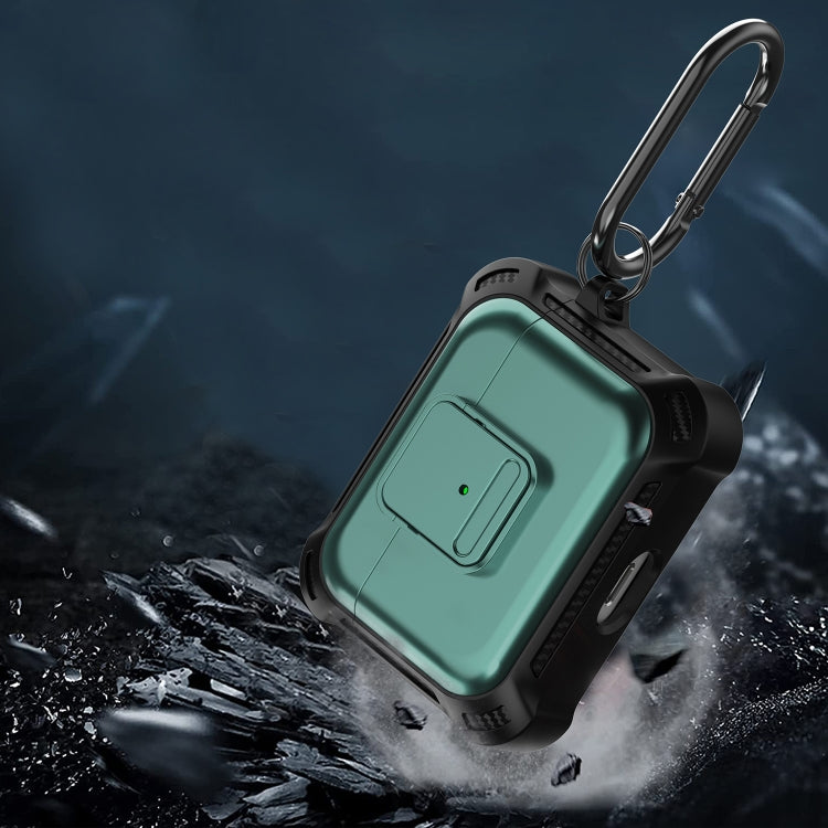 For AirPods Pro TPU + PC Shockproof Earphone Protective Case with Switch(Army Green) - For AirPods Pro by PMC Jewellery | Online Shopping South Africa | PMC Jewellery | Buy Now Pay Later Mobicred