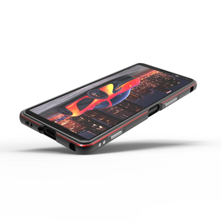 For Sony Xperia 5 ��� Aurora Series Lens Protector + Metal Frame Phone Case(Black+Purple) - Sony Cases by PMC TechLife | Online Shopping South Africa | PMC TechLife | Buy Now Pay Later Mobicred