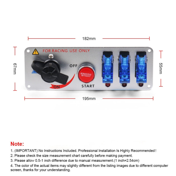 12V Racing Car LED Ignition Switch One Key Start Combination Panel - Car Switches by PMC TechLife | Online Shopping South Africa | PMC TechLife | Buy Now Pay Later Mobicred