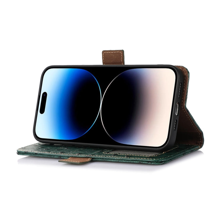 For OnePlus 11 5G Ostrich Pattern Genuine Leather RFID Phone Case(Green) - OnePlus Cases by PMC TechLife | Online Shopping South Africa | PMC TechLife | Buy Now Pay Later Mobicred