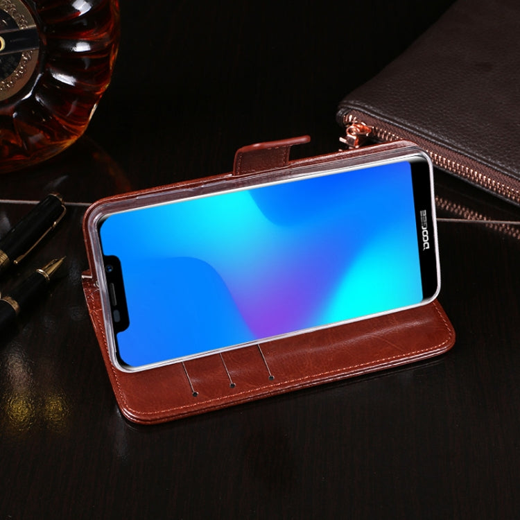 For Doogee X70 idewei  Crazy Horse Texture Horizontal Flip Leather Case with Holder & Card Slots & Wallet(Dark Blue) - More Brand by idewei | Online Shopping South Africa | PMC TechLife | Buy Now Pay Later Mobicred