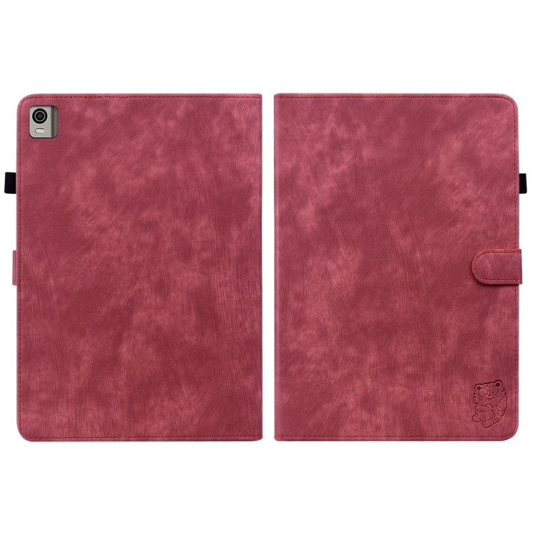 For Nokia T21 Tiger Pattern Flip Leather Tablet Case(Red) - Nokia by PMC TechLife | Online Shopping South Africa | PMC TechLife | Buy Now Pay Later Mobicred