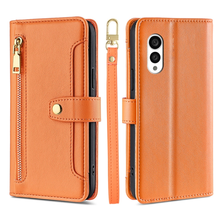 For Fujitsu Arrows N F-51C Sheep Texture Cross-body Zipper Wallet Leather Phone Case(Orange) - More Brand by PMC TechLife | Online Shopping South Africa | PMC TechLife | Buy Now Pay Later Mobicred