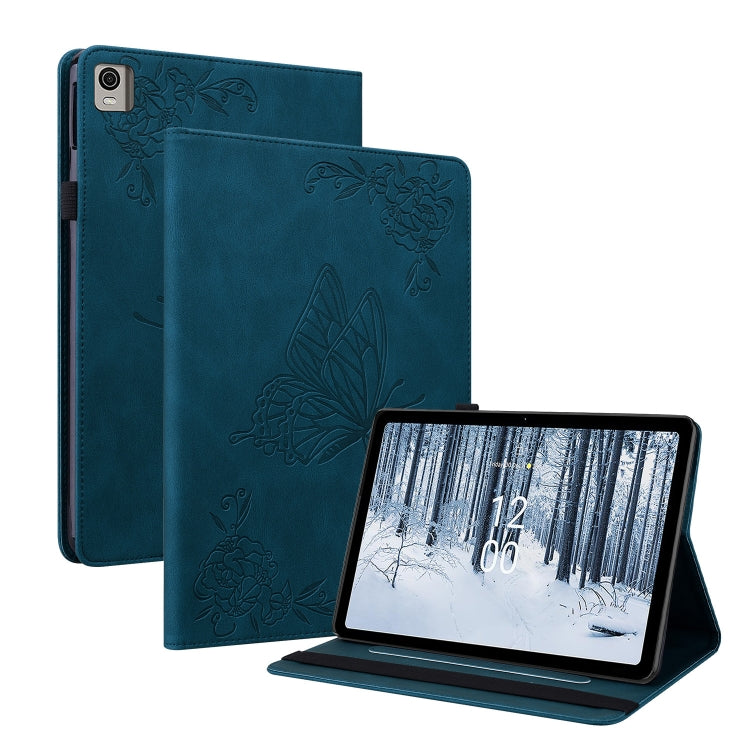 For Nokia T21 Butterfly Flower Embossed Leather Tablet Case(Blue) - free shipping - PMC TechLife - Order now!