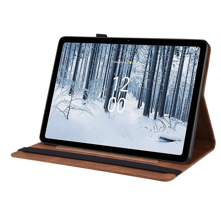 For Nokia T21 Butterfly Flower Embossed Leather Tablet Case(Brown) - Nokia by PMC TechLife | Online Shopping South Africa | PMC TechLife | Buy Now Pay Later Mobicred