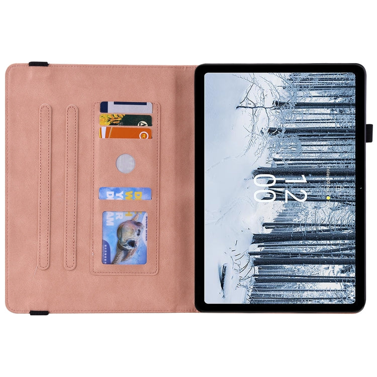 For Nokia T21 Butterfly Flower Embossed Leather Tablet Case(Rose Gold) - Nokia by PMC TechLife | Online Shopping South Africa | PMC TechLife | Buy Now Pay Later Mobicred