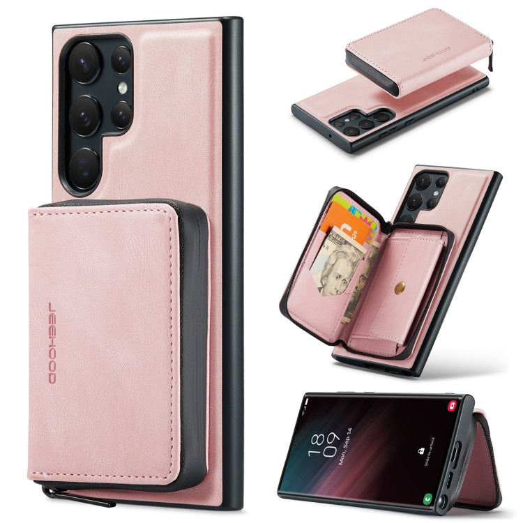 For Samsung Galaxy S24 Ultra 5G JEEHOOD Magnetic Zipper Horizontal Flip Leather Phone Case(Pink) - free shipping - PMC Jewellery - Order now!