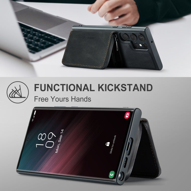 For Samsung Galaxy S24 Ultra 5G JEEHOOD Magnetic Zipper Horizontal Flip Leather Phone Case(Black) - free shipping - PMC Jewellery - Order now!