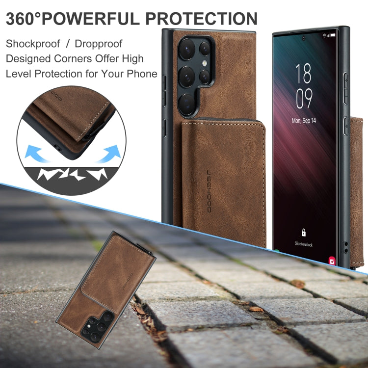 For Samsung Galaxy S24 Ultra 5G JEEHOOD Magnetic Zipper Horizontal Flip Leather Phone Case(Brown) - free shipping - PMC Jewellery - Order now!