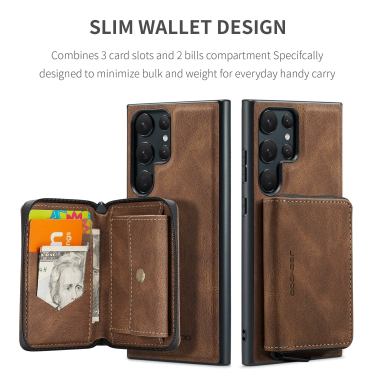 For Samsung Galaxy S24 Ultra 5G JEEHOOD Magnetic Zipper Horizontal Flip Leather Phone Case(Brown) - free shipping - PMC Jewellery - Order now!