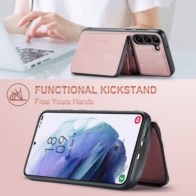 For Samsung Galaxy S24 5G JEEHOOD Magnetic Zipper Horizontal Flip Leather Phone Case(Pink) - free shipping - PMC Jewellery - Order now!